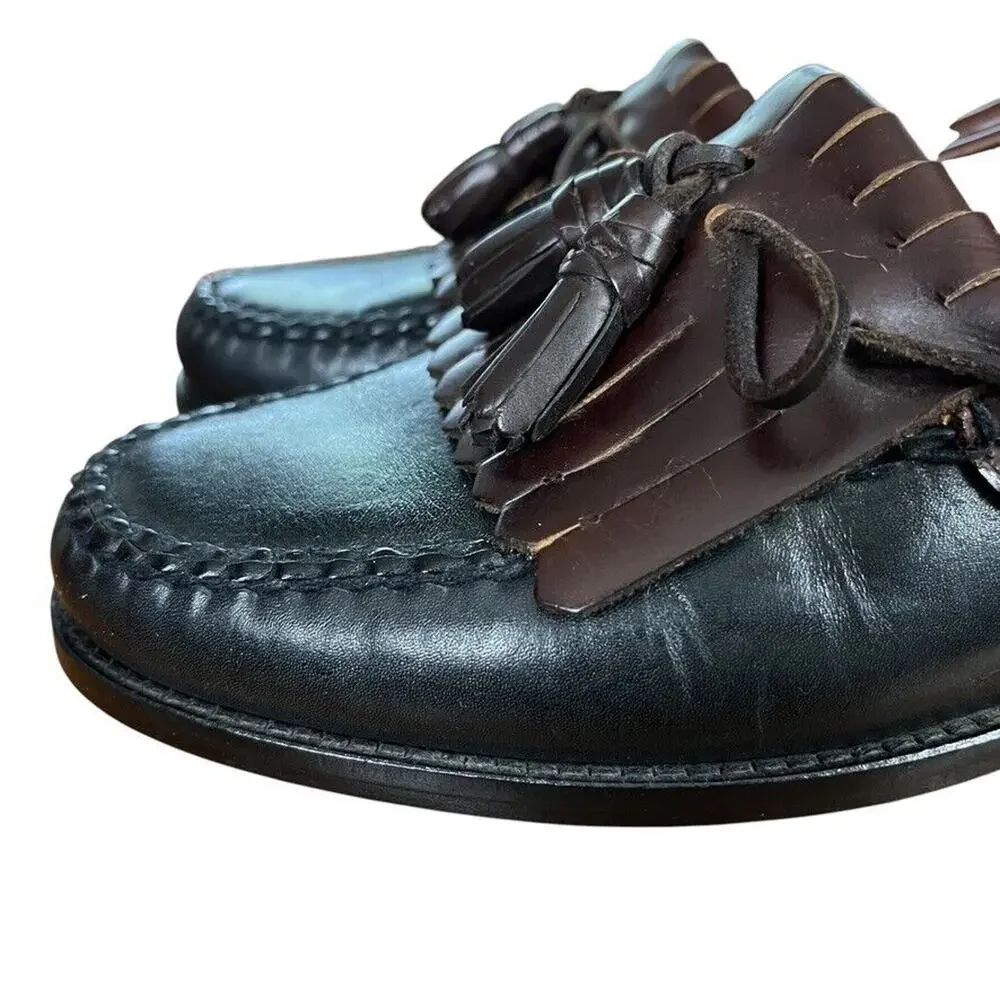 Johnston & Murphy Kiltie Tassle Loafers Black Brown Slip On Mens Shoes 9.5 N